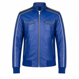 Ryan Gosling Blue Leather Jacket