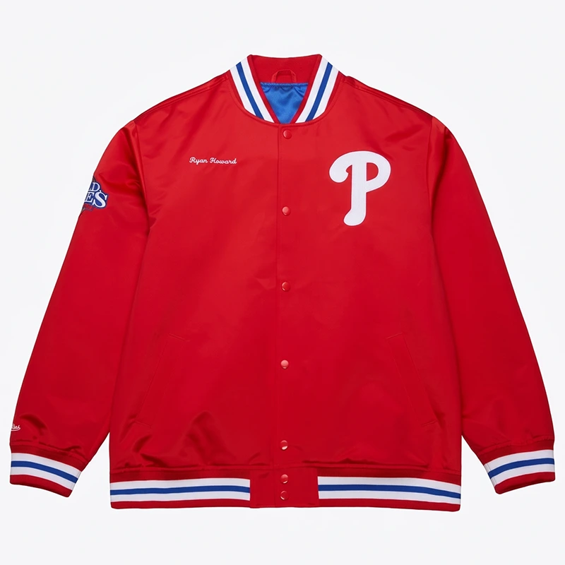 Ryan Howard Philadelphia Phillies Red Legends Satin Jacket Ryan Howard Philadelphia Phillies Red Legends Satin Jacket <p>Celebrate baseball history with the Ryan Howard Philadelphia Phillies Red Legends Satin Jacket. Its vibrant red appearance and classic sports styling create a standout choice for Phillies fans and collectors.</p>