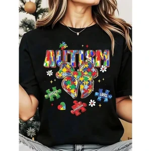 SHEIN Women's Inclusion Is My Pleasure Autism Awareness And Inclusion Shirt