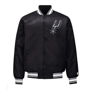 San Antonio Spurs Triangle Printed Graphic Satin Varsity Jacket