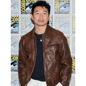 Simu Liu Comic-Con 2026 Brown Leather Jacket