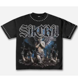 Sopula Sacra Retro Angel Graphic Cotton T-Shirt