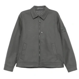 Stone Island Ghost Dark Grey Performance Flannel Zip-Up Jacket