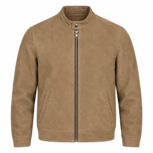 Tan Suede Motorcycle Racer Jacket