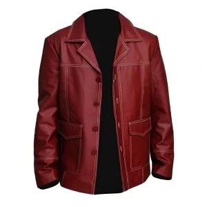 Tyler Durden Fight Club Red Leather Jacket
