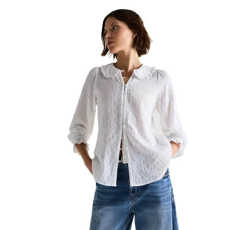Women's Quince Embroidered Cotton Ruffle Collar Long Sleeve Blouse 6 Women's Quince Embroidered Cotton Ruffle Collar Long Sleeve Blouse <p>Shop the <strong>Women's Quince Embroidered Cotton Ruffle Collar Long Sleeve Blouse</strong>, an elegant long sleeve blouse with refined feminine detail. Ideal for workwear, brunch, smart casual outfits, and effortless seasonal layering.</p>