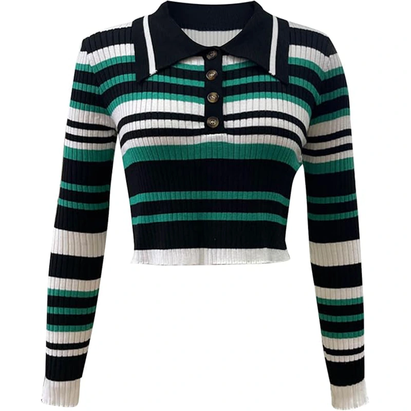 Women's Vintage Striped Color Block Button Knit Sweater <p>Shop the <strong>Women's Vintage Striped Color Block Button Knit Sweater</strong>, a stylish sweater featuring retro-inspired character. Designed with a polished knit-inspired look made for easy seasonal styling, it is a great choice for fall layering, work-to-weekend outfits, casual days, and seasonal wardrobes. Pair it with your favorite casual essentials for an effortless, trend-ready look.</p>