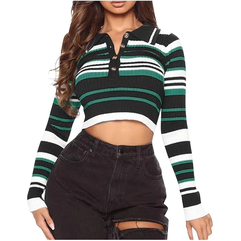 Women's Vintage Striped Color Block Button Knit Sweater <p>Shop the <strong>Women's Vintage Striped Color Block Button Knit Sweater</strong>, a stylish sweater featuring retro-inspired character. Designed with a polished knit-inspired look made for easy seasonal styling, it is a great choice for fall layering, work-to-weekend outfits, casual days, and seasonal wardrobes. Pair it with your favorite casual essentials for an effortless, trend-ready look.</p>