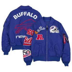 Buffalo Bills New Era x Alpha Industries Royal MA-1 Bomber Jacket