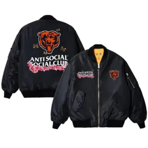 Chicago Bears AntiSocialSocialClub x NFL MA-1 Full-Zip Blossom Bomber Jacket