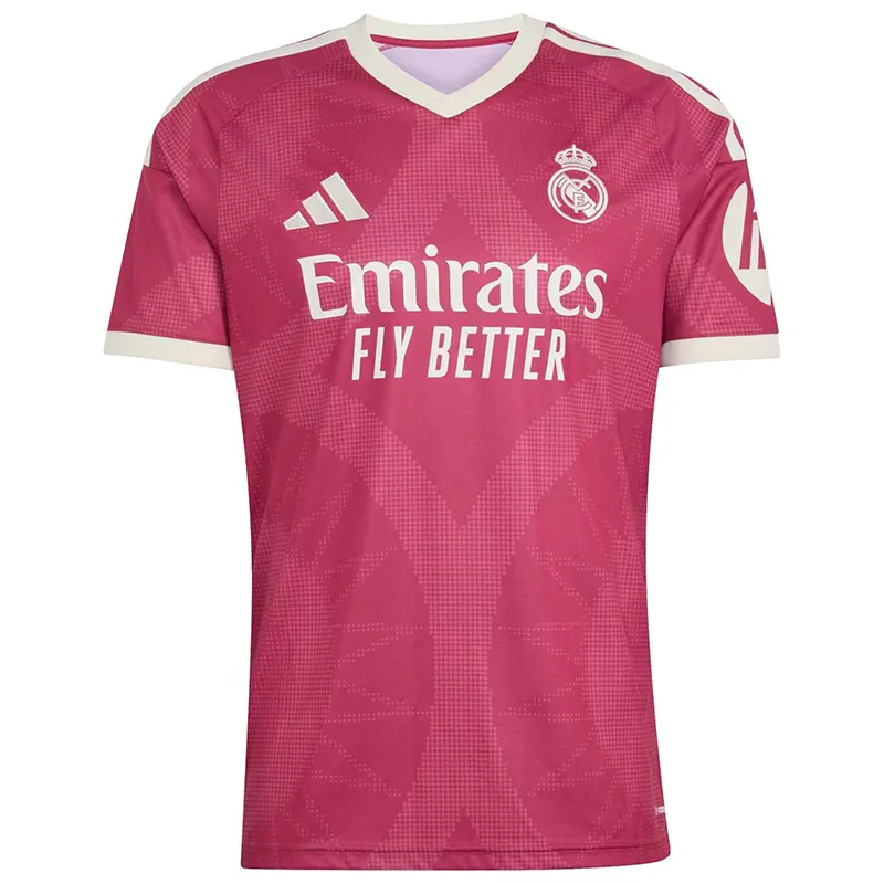 Mens Real Madrid Pink 26-27 Third Jersey 1 Real Madrid Pink Jersey <p>Stand out in supporter style with the <strong>Real Madrid Pink Jersey</strong>. The eye-catching pink color gives a fresh twist to classic football apparel, making it ideal for match days, training, watch parties, and casual outfits. Pair it with shorts, joggers, or denim for a bold fan look.</p>