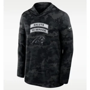 NFL Carolina Panthers Nike Salute to Service Sideline Long-Sleeve Hooded Top