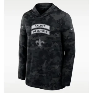 NFL New Orleans Saints Nike Salute to Service Sideline Long-Sleeve Hooded Top