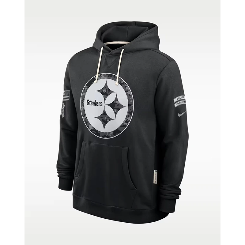 NFL Pittsburgh Steelers Nike Salute to Service Sideline Hoodie 1 NFL Pittsburgh Steelers Nike Salute to Service Sideline Hoodie <p>Support your team with the <strong>NFL Pittsburgh Steelers Nike Salute to Service Sideline Hoodie</strong>. This Nike Salute to Service sideline hoodie combines football-inspired styling with a comfortable everyday feel, perfect for game days and casual fan wear.</p>