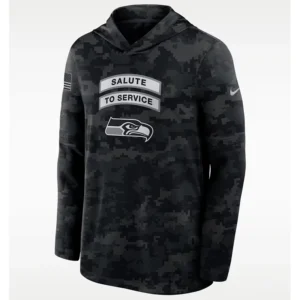NFL Seattle Seahawks Nike Salute to Service Sideline Long-Sleeve Hooded Top