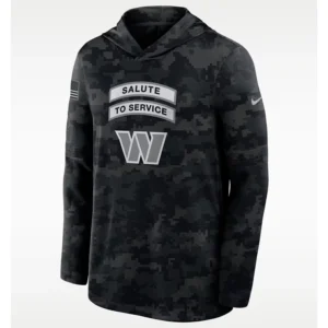 NFL Washington Commanders Nike Salute to Service Sideline Long-Sleeve Hooded Top