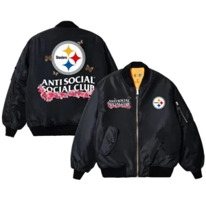 Pittsburgh Steelers AntiSocialSocialClub x NFL MA-1 Full-Zip Blossom Bomber Jacket