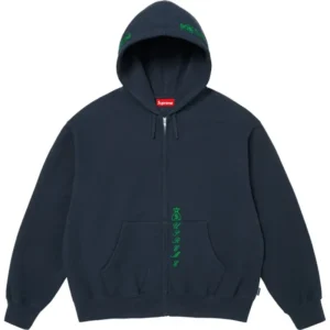 Supreme God Over Money Navy Zip Up Hooded Sweatshirt