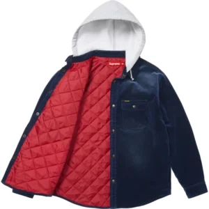 Areena Design <p>Shop the <strong>Supreme Navy Quilted Lined Hooded Velvet Snap Shirt</strong>, a standout snap shirt designed with comfortable lined construction and soft velvet-inspired finish. Ideal for streetwear rotations, seasonal layering, and collectors looking for a bold branded statement.</p> Supreme Quilted Lined Navy Hooded Velvet Snap Shirt