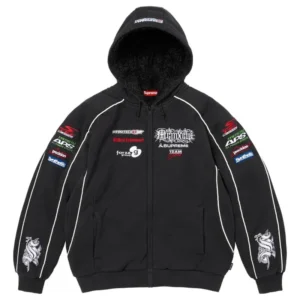 Supreme Racing Lined Zip Up Hooded Sweatshirt