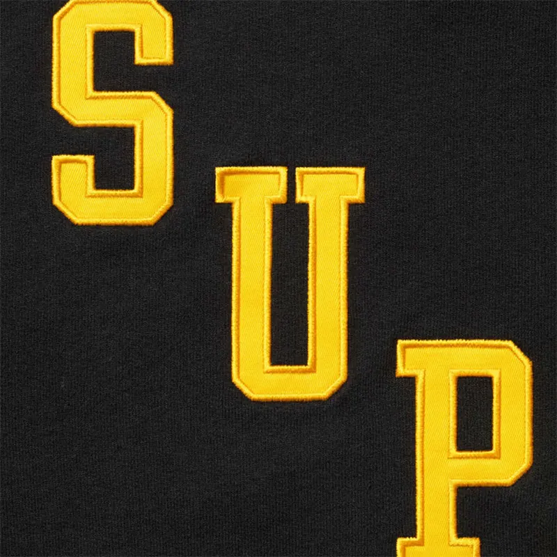 Supreme Slant Appliqué Black Half Zip Pullover 1 Men's Supreme Slant Appliqué Black Half Zip Pullover