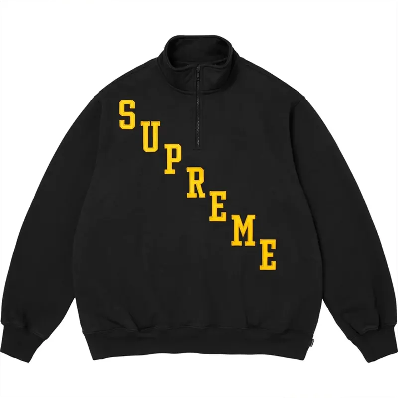 Supreme Slant Appliqué Black Half Zip Pullover Supreme Slant Appliqué Black Half Zip Pullover