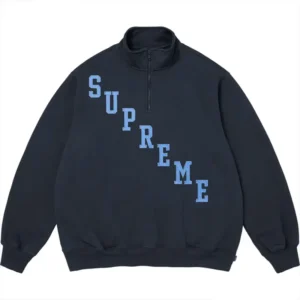 Supreme Slant Appliqué Navy Half Zip Pullover