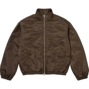 Supreme Stand Collar Brown Lined Nylon Jacket