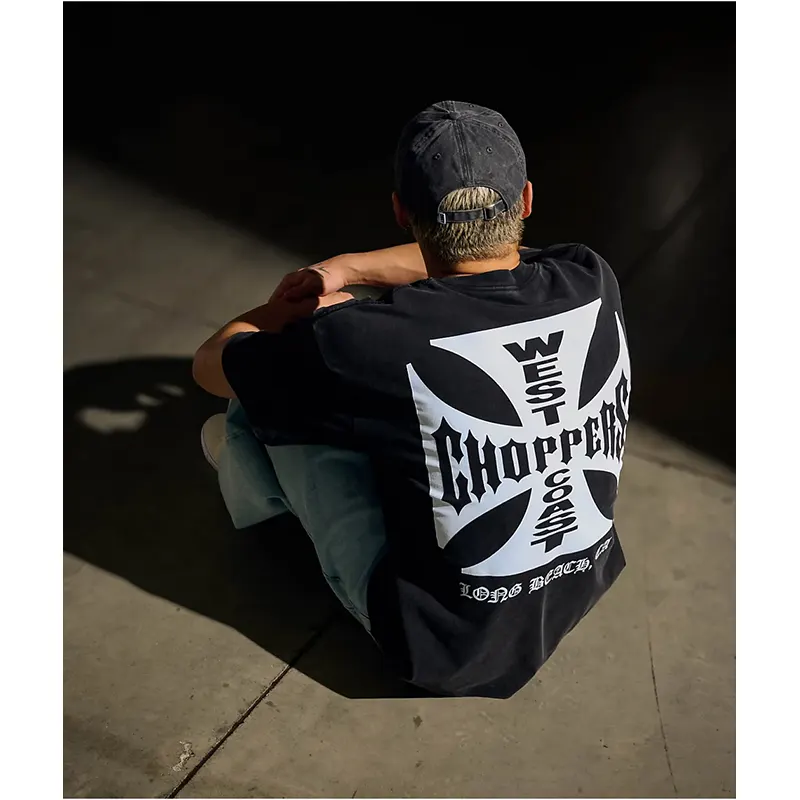 West Coast Choppers Flat Logo Black Wash T-Shirt 1 West Coast Choppers T-shirt <p>Bring classic moto and garage-inspired attitude to your wardrobe with the West Coast Choppers T-shirt. Its bold graphic identity makes it an easy statement piece with denim, boots, or casual streetwear layers. Shop the West Coast Choppers T-shirt online for everyday outfits, biker-inspired styling, and a rugged graphic tee look.</p>