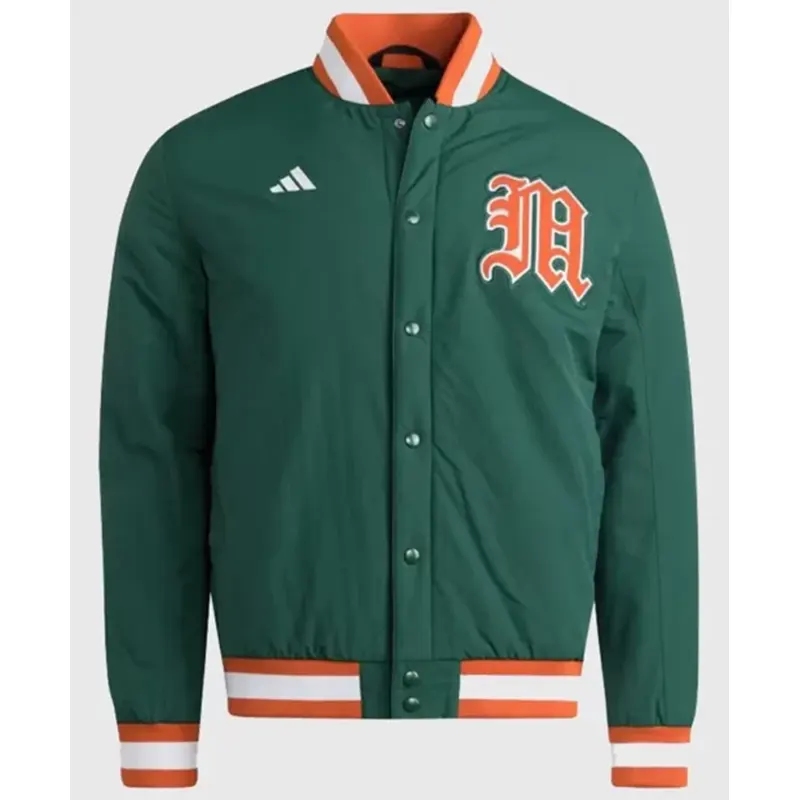 Adidas Miami Hurricanes Dugout Green Jacket Adidas Miami Hurricanes Dugout Green Jacket <p>Show your sports-inspired style with the <strong>Adidas Miami Hurricanes Dugout Green Jacket</strong>. This jacket combines a bold team-focused look with versatile everyday appeal, making it ideal for game-day outfits, casual wear, and fan collections.</p>