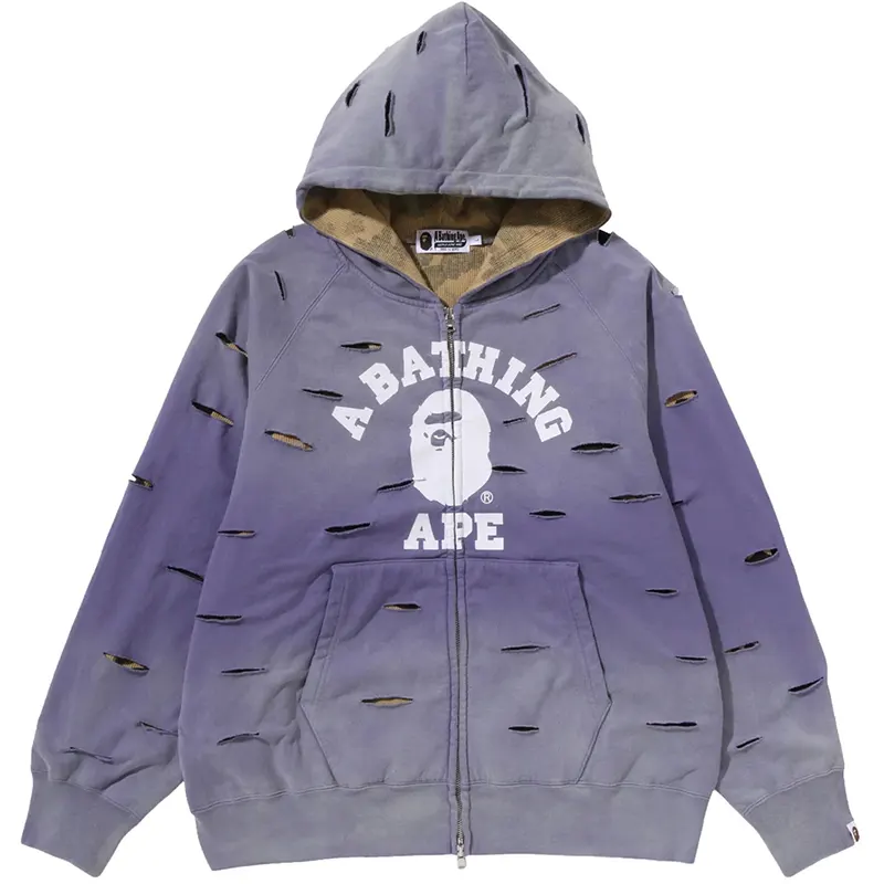 BAPE Destroy Layered Purple Relaxed Zip Hoodie 3 BAPE Destroy Layered Purple Relaxed Zip Hoodie <p>Shop the BAPE Destroy Layered Purple Relaxed Zip Hoodie, a versatile zip hoodie with a bold contemporary look. Easy to style as a casual layer, it pairs naturally with streetwear, sneakers, and relaxed everyday outfits. Add the BAPE Destroy Layered Purple Relaxed Zip Hoodie to your rotation for distinctive branded style and effortless layering.</p>