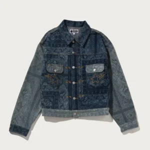 BAPE Paisley Pattern Denim Trucker Jacket