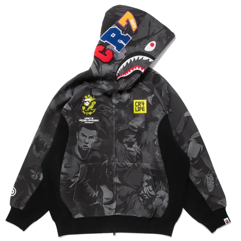BAPE X CR7 Life All Over Print Logo Relaxed Fit Shark Hoodie 3 BAPE X CR7 Life All Over Print Logo Relaxed Fit Shark Hoodie <p>Shop the BAPE X CR7 Life All Over Print Logo Relaxed Fit Shark Hoodie, a standout hoodie for fans of modern sportswear and streetwear style. Featuring a recognizable branded look, this piece is ideal for casual outfits, game-day layering, and everyday wear. Add the BAPE X CR7 Life All Over Print Logo Relaxed Fit Shark Hoodie to your wardrobe for a bold, versatile statement.</p>
