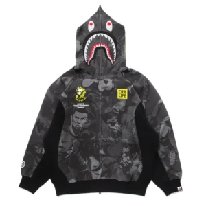 BAPE X CR7 Life All Over Print Logo Relaxed Fit Shark Hoodie