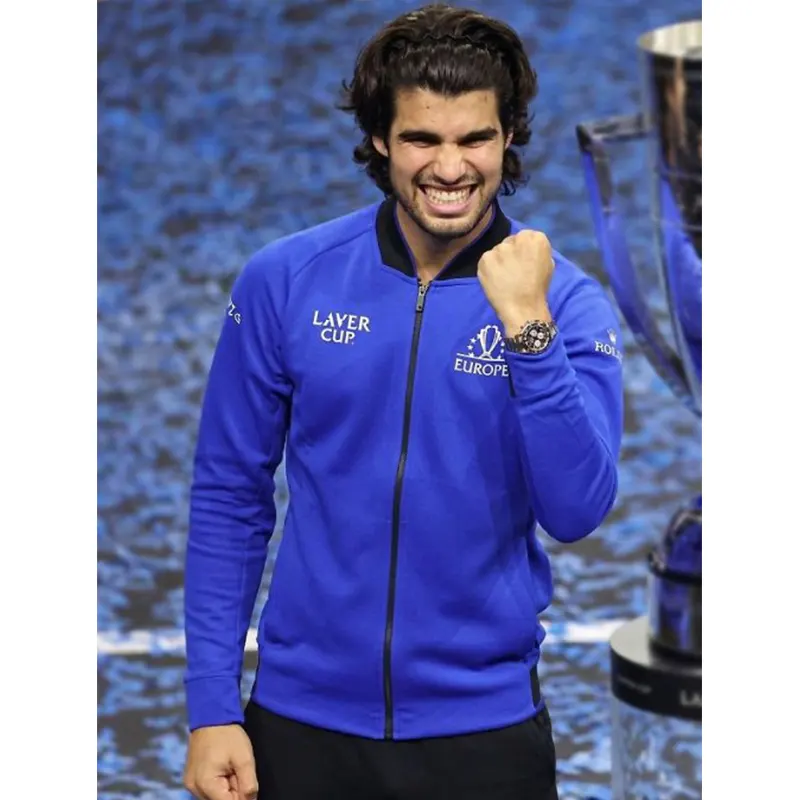 Carlos Alcaraz Laver Cup 2026 Team Europe Jacket 3 Laver Cup 2026 Carlos Alcaraz Blue Bomber Jacket <p>Discover the Laver Cup 2026 Carlos Alcaraz Blue Bomber Jacket, a distinctive MA-1 inspired bomber jacket combining aviation heritage with standout collaborative styling. Ideal for collectors, streetwear outfits, and statement layering, this jacket brings bold visual character to everyday looks. Shop this piece for a unique addition to your outerwear rotation.</p>