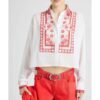 Areena Design <h2> Product Specifications</h2> <div class="product-specifications"> <ul> <li><strong>Inspiration:</strong> Emily Cooper / Lily Collins (<em>Emily In Paris</em>)</li> <li><strong>Outer Material:</strong> Premium Quality Crochet Fabric</li> <li><strong>Inner Lining:</strong> Soft Viscose Lining for Maximum Comfort</li> <li><strong>Front Closure:</strong> Classic Button Closure</li> <li><strong>Collar Style:</strong> Elegant Shirt / Turn-Down Collar</li> <li><strong>Sleeves:</strong> Full-Length Sleeves</li> <li><strong>Cuffs:</strong> Sleek Open Hem / Rounded Cuffs</li> <li><strong>Pockets:</strong> Two Exterior Waist Pockets</li> <li><strong>Color:</strong> Vibrant Emerald Green</li> <li><strong>Gender:</strong> Women</li> </ul> </div> Emily In Paris S06 Lily Collins Red Embroidered Shirt <h2> Product Specifications</h2> <div class="product-specifications"> <ul> <li><strong>Inspiration:</strong> Emily Cooper / Lily Collins (<em>Emily In Paris</em>)</li> <li><strong>Outer Material:</strong> Premium Quality Crochet Fabric</li> <li><strong>Inner Lining:</strong> Soft Viscose Lining for Maximum Comfort</li> <li><strong>Front Closure:</strong> Classic Button Closure</li> <li><strong>Collar Style:</strong> Elegant Shirt / Turn-Down Collar</li> <li><strong>Sleeves:</strong> Full-Length Sleeves</li> <li><strong>Cuffs:</strong> Sleek Open Hem / Rounded Cuffs</li> <li><strong>Pockets:</strong> Two Exterior Waist Pockets</li> <li><strong>Color:</strong> Vibrant Emerald Green</li> <li><strong>Gender:</strong> Women</li> </ul> </div>
