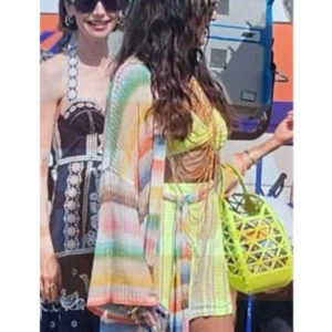 Emily In Paris S06 Ashley Park Multicolor Striped Crochet Robe