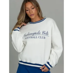 Areena Design <p>Shop the <strong>Gold Hinge x Indianapolis Colts Football Club Sweatshirt</strong>, crafted from premium fleece fabric in a stylish off-white color. This sweatshirt offers a comfortable fit, durable construction, and a standout look for casual wear, streetwear, fan outfits, and everyday styling.</p><ul><li><strong>Material:</strong> Fleece</li><li><strong>Color:</strong> Off-White</li><li><strong>Style:</strong> Comfortable, versatile, and easy to layer</li></ul> Women's Gold Hinge x Indianapolis Colts Football Club White Sweatshirt