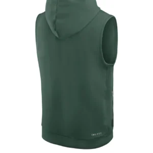 Areena Design <ul> <li>Material: Fleece</li> <li>Closure: Pullover Style</li> <li>Collar: Hooded Style</li> <li>Color: Green</li> </ul> Matt LaFleur Green Bay Packers Sideline Sleeveless Hoodie <ul> <li>Material: Fleece</li> <li>Closure: Pullover Style</li> <li>Collar: Hooded Style</li> <li>Color: Green</li> </ul>