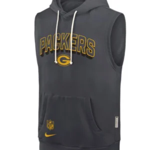 Areena Design <ul> <li>Material: Fleece</li> <li>Closure: Pullover Style</li> <li>Collar: Hooded Style</li> <li>Color: Green</li> </ul> Matt LaFleur Green Bay Packers Sideline Sleeveless Hoodie <ul> <li>Material: Fleece</li> <li>Closure: Pullover Style</li> <li>Collar: Hooded Style</li> <li>Color: Green</li> </ul>