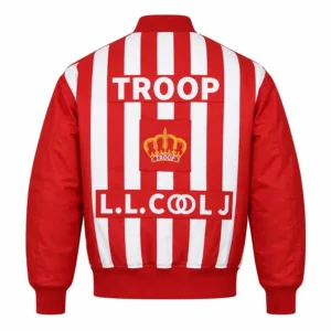 Areena Design <p>Shop the <strong>LL Cool J Troop Red Bomber Jacket</strong>, crafted from premium cotton fabric in a stylish red color. This jacket offers a comfortable fit, durable construction, and a standout look for casual wear, streetwear, fan outfits, and everyday styling.</p><ul><li><strong>Material:</strong> Cotton</li><li><strong>Color:</strong> Red</li><li><strong>Style:</strong> Comfortable, versatile, and easy to layer</li></ul> Men's LL Cool J Troop Red Bomber Jacket