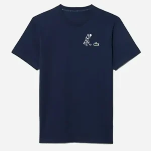 Lacoste Ultra Dry Printed Tennis Blue T-Shirt