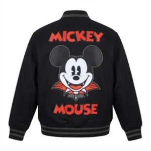 Areena Design <p>Shop the Mickey Mouse Vampire Black Varsity Jacket in Black Wool, made for comfortable everyday wear, easy layering, game days, travel, weekends, gifting, a Mickey Mouse Vampire Black Varsity Jacket