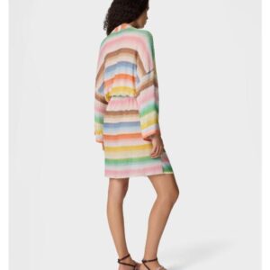 Areena Design <strong>Product Specifications:</strong> <ul> <li>Material: Crochet Material</li> <li>Collar: Shawl Style Collar</li> <li>Closure: Belted Closure</li> <li>Sleeves: Long</li> <li>Cuffs: Bell-Shaped Cuffs</li> <li>Pockets: Two Waist Pockets</li> <li>Color: Multicolored</li> <li>Details: Striped Style</li> </ul> Emily In Paris S06 Ashley Park Multicolor Striped Crochet Robe <strong>Product Specifications:</strong> <ul> <li>Material: Crochet Material</li> <li>Collar: Shawl Style Collar</li> <li>Closure: Belted Closure</li> <li>Sleeves: Long</li> <li>Cuffs: Bell-Shaped Cuffs</li> <li>Pockets: Two Waist Pockets</li> <li>Color: Multicolored</li> <li>Details: Striped Style</li> </ul>