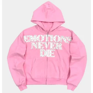 Mixed Emotion End Rhinestone Pink Hoodie