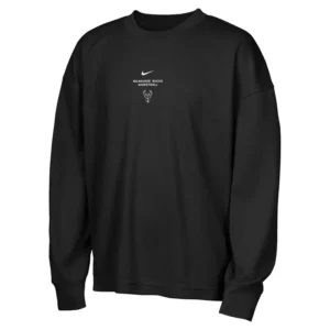 Areena Design <p>Shop the Nike x NBA Milwaukee Bucks 2026 Standard Issue Long Sleeve T-Shirt in Black Fleece, made for comfortable everyday wear, easy layering, game days, tr Nike x NBA Milwaukee Bucks 2026 Standard Issue Long Sleeve T-Shirt