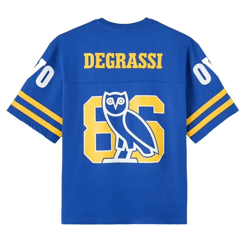 OVO Degrassi Football Jersey 2 OVO Degrassi Football Jersey <p>Shop the OVO Degrassi Football Jersey, a football or sports-inspired jersey with distinctive team, player, or collaborative styling. Ideal for match days, fan collections, and casual streetwear outfits, this piece makes an easy statement. Add it to your wardrobe for recognizable athletic identity and versatile everyday styling.</p>