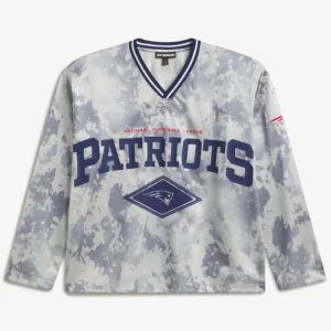 Off Season x NFL New England Patriots Camo Mesh Long Sleeve V-Neck Top