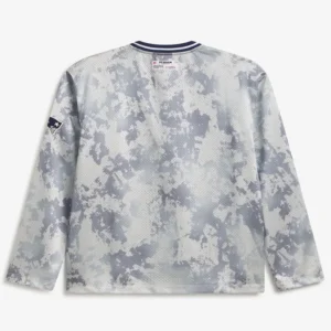 Areena Design <p>Show your team pride in this Gray Polyester top. Soft, versatile, and easy to style, it brings comfortable team spirit to game days, casual weekends, travel, and everyday layering with a polished athletic finish.</p> Off Season x NFL New England Patriots Camo Mesh Long Sleeve V-Neck Top