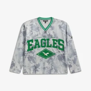 Off Season x NFL Philadelphia Eagles Camo Mesh Long Sleeve V-Neck Top